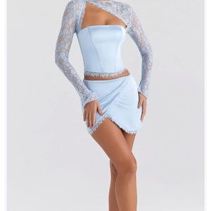 mistress rocks hazy satin blue mini skirt